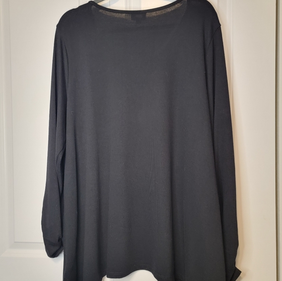 Avenue Women's Plus  Black Knit Sweater Rushed Sleeves Silver Bead Trim - 22/24 - Picture 7 of 9